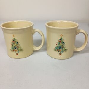 Fiesta Christmas Tree Coffee Mug Cream 12oz Java 3.5" Holiday Cup USA - 2 PCS
